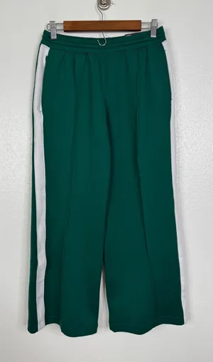 YPB neoKNIT Wide Leg Track Pants Green White Stripe‎ Small Short NWT thumbnail 1