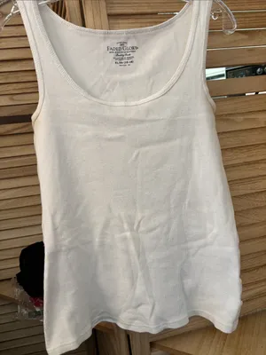 Faded Glory White Ribbed Scoop Neck Tank Top XL thumbnail 1
