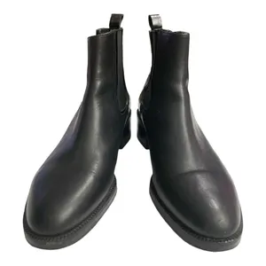 ZARA Block Heel Leather Croc Embossed Ankle Chelsea Boots, Black US 7.5 EU 38 thumbnail 3