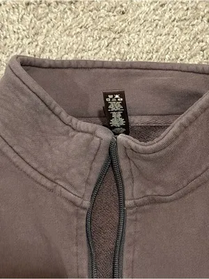 SKIMS Cotton French Terry Half Zip Dark Brown Iron Size Large womens thumbnail 9