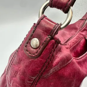 Hobo International Red Leather Shoulder Bag Zip Top Hobo Purse Handbag Berry thumbnail 4