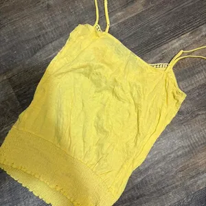 Y2K‎ Weavers Yellow Crochet Trim Cami Tank Top Boho Fairycore thumbnail 3