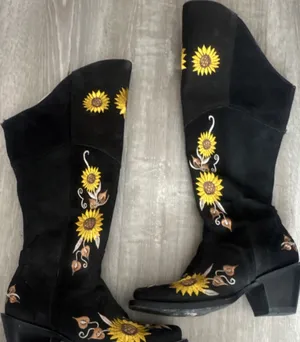 El General Black Sunflower Western Boots Size 7 thumbnail 1