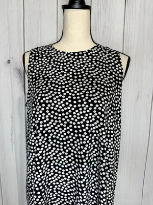 Annalee + Hope Women's Black White Sleeveless Dress Size Large Polka Dot thumbnail 2