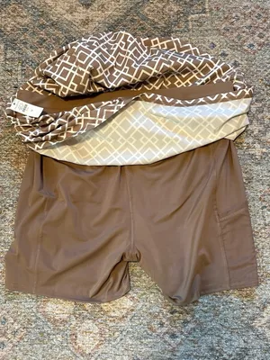 Talbots Brown & White Geometric Mini Tennis Skirt with shorts thumbnail 6