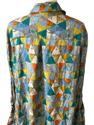 John Mark Tunic Blouse Bird Jungle Print Collared Long Sleeve Button Down Tunic thumbnail 8