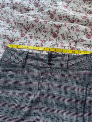 Y2K Plaid Mini Skirt in Grey with Subtle Pink Stripe thumbnail 5