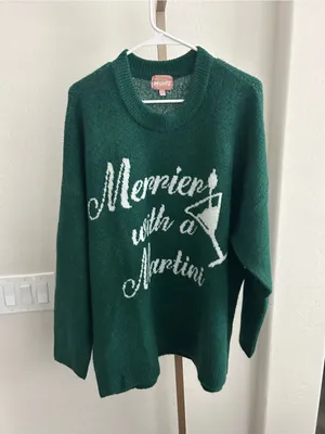 Show Me Your Mumu Merrier With a Martini Crewneck Sweater Holiday Sweater Large thumbnail 2