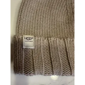 UGG Australia Winter Hat Pom Beanie Beige Metallic Wool Blend Women’s One Size thumbnail 6