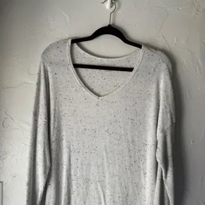 American‎ Eagle Speckled V-Neck Long Sleeve Cozy Knit Sweater Top Women's L thumbnail 2