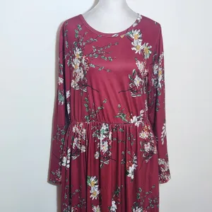 Zesica Long Sleeve Burgundy Floral Maxi Dress Size Large Wedding Guest Dress thumbnail 3