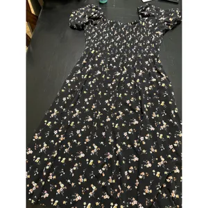 Maurices Black Floral Smocked Midi Dress Short Puff Sleeve Square Neck XXL thumbnail 4