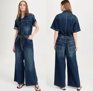 We The Free Edison Jumpsuit Women’s Blue Denim Wide-Leg Coverall thumbnail 2