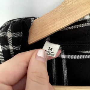 Jachs boyfriend black white checkered button down shirt pockets‎ women's M thumbnail 4