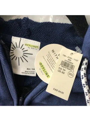Aerie Womens Cropped Hoodie Full Zip French Terry Navy Blue XS thumbnail 3