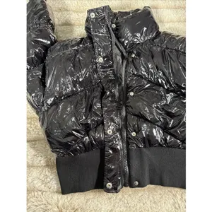 Stoosh Jacket Womens Medium Black Glossy Bubble Coat Cropped Shiny Puffer New thumbnail 9