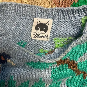 MABEL’S Colorful Sweater Crew Neck Pastel Animals Scenic Novelty Top VINTAGE 80s thumbnail 6
