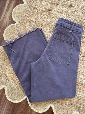 ZARA The Marine Straight Jeans Cropped Wide Leg in Lilac Sz. 10 thumbnail 6