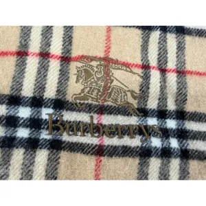 Authentic‎ Vintage Burberrys Nova Check Wool Scarf Camel Plaid Luxury Fringe thumbnail 2