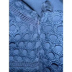 Abercrombie & Fitch Women's Navy Blue Eyelet A-Line Short Dress‎ Size L thumbnail 6