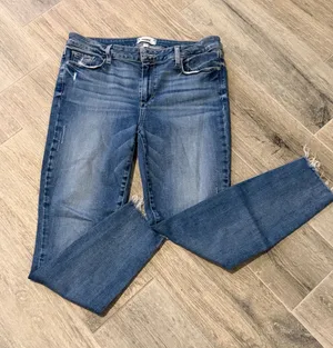 PAIGE Verdugo Ankle Jeans Women's Size 32 Blue Mid Rise Raw Hem Skinny thumbnail 1