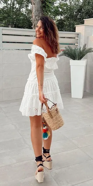 ZARA dress mini crochet boho openwork embroidered white vacation summer thumbnail 6