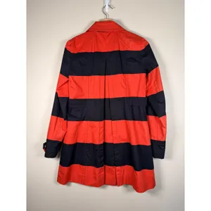 Tommy‎ Hilfiger Red Navy Stripe Double Breasted Trench Coat Jacket Size S P thumbnail 8