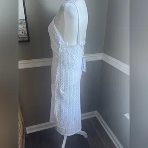 NWT Revolve‎ 525 America White Pointelle Cotton Crochet knit Dress Small thumbnail 4