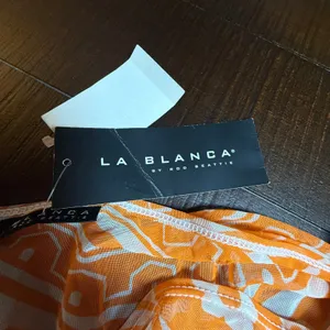 La‎ Blanca Orange Paisley Mesh Sarong Swim Cover Up Skirt W-31981C5 Large thumbnail 8