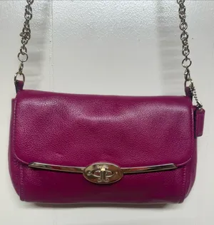 Coach Madison Pebble Leather Crossbody in Raspberry with Gold-Tone Hardware thumbnail 1
