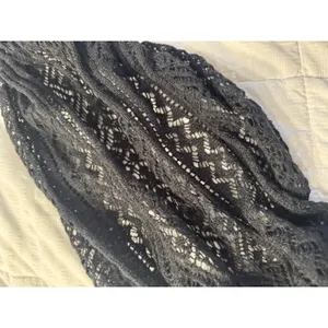 Black Infinity Scarf Open Knit Delicate Lace Elegant Gothic Cozy Fall Winter thumbnail 2