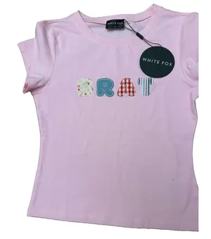 White Fox Pink Babydoll Tee‎ W Brat Graphic thumbnail 1