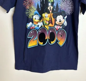 Disney y2K 2009 colorful characters shirt Mickey Pluto goofy Donald Duck thumbnail 4