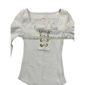 Free People White Looking Back‎ Lace-Up Top sz XS thumbnail 12