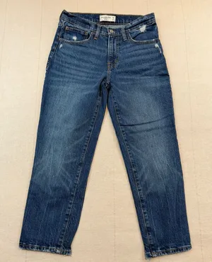 Abercrombie‎ & Fitch | Boyfriend Mid Rise Blue Jeans Distressed | Women's 26/2S thumbnail 1