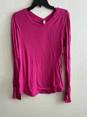 Lululemon Shirt Womens Pink Micro Stripes Swiftly Tech Long Sleeve Thumbholes 10 thumbnail 2