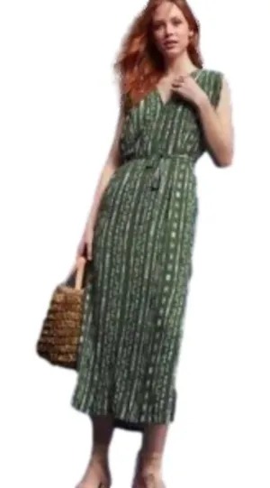 Anthropologie porridge 100% rayon green / white maxi dress size xsmall. thumbnail 1