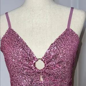Bebe‎ Sparkling Pink Sequin Dress thumbnail 4