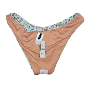 J Crew High Leg Cheeky Bikini Bottoms Floral Print Light‎ Blue Pink Size L thumbnail 4