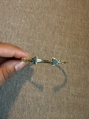 Kendra Scott Gold Cuff Bracelet with Iridescent Blue-Green Triangle Stones thumbnail 2