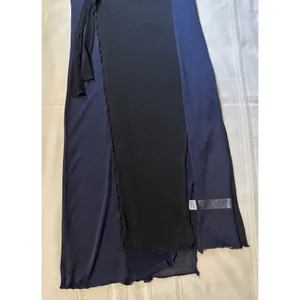 Zara Knit Asymmetrical Combination Color Block Midi Dress Black/Navy Blue Sz S thumbnail 13