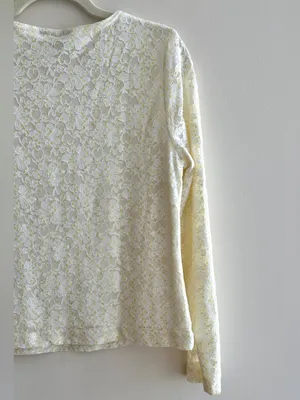 TEDDI Long Sleeve Floral Lace Sequin Blouse, White/Yellow, Size Small thumbnail 12