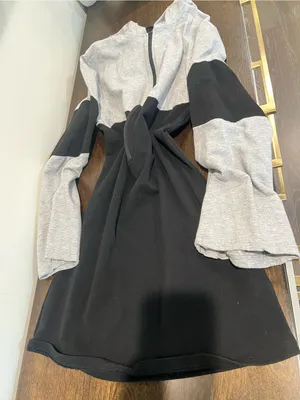 Women’s Two-Tone Gray and Black Hoodie Sweater thumbnail 2
