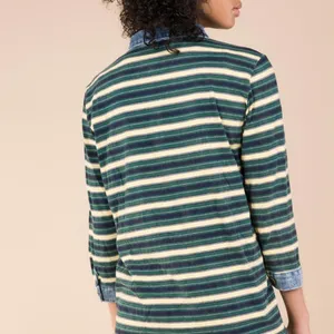 POL Medium Stripe Chambray Collar Wrist Cuff Denimwear Polo Shirt thumbnail 5