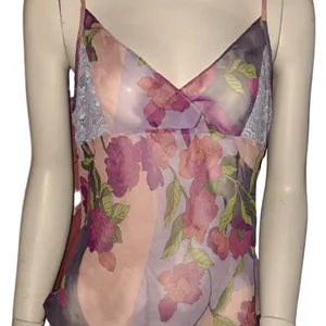 Frederick’s of Hollywood Sheer Floral Mesh Cami – Lace Trim – Size L thumbnail 4