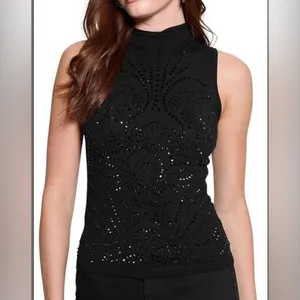 New Guess Calista Rhinestone Knit Top. Medium thumbnail 2