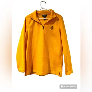 Lauren Ralph Lauren Men’s 1/4 Zip Embroidered Crown Logo Fleece Sweater Yellow S thumbnail 2