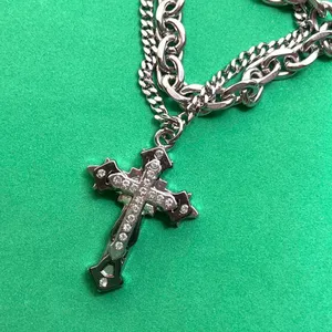 Titanium Steel Layered Cross Pendant Necklace for Men Women,Cross Necklace thumbnail 5