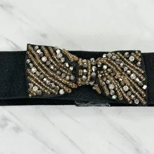 NWT Francesca's Beaded Bow Stretch Cinch Belt Small/Medium (S/M) Black ✨ thumbnail 4