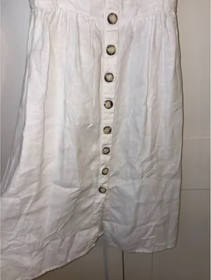 Reformation Velma $198 100% Linen Small White Button-Front Midi Dress Straps thumbnail 4
